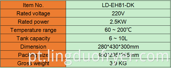 6L electric fryer product details